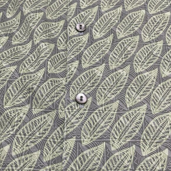 Tori Richard Hawaiian Button Shirt Men Size L Green Leaf Nature Tropical Pocket - Picture 7 of 12